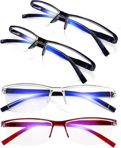 Miniatura 13 de Paquete de 4 lentes de lectura negros 1.0 para hombres y mujeres, con bloqueo de luz azul, lectores de computadora 1.0 1.25 1.5 1.75 2.0 2.25 2.5