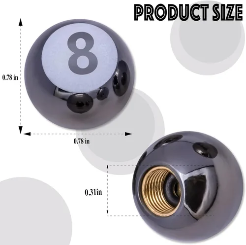 Miniatura 2 de 4 piezas tapas de vástago de válvula de neumático estilo bola 8, cubiertas universales de vástago de válvula de neumático con núcleo de cobre a