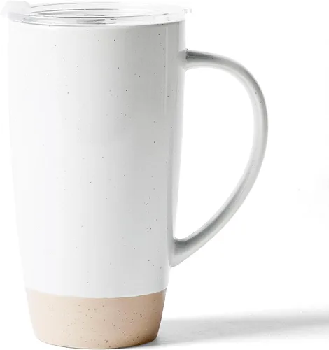 Miniatura 26 de famiware Jupiter - Taza de café grande de 20 onzas con tapa, taza de cerámica con asa para café con leche, té, cacao, leche, hogar y oficina, apta
