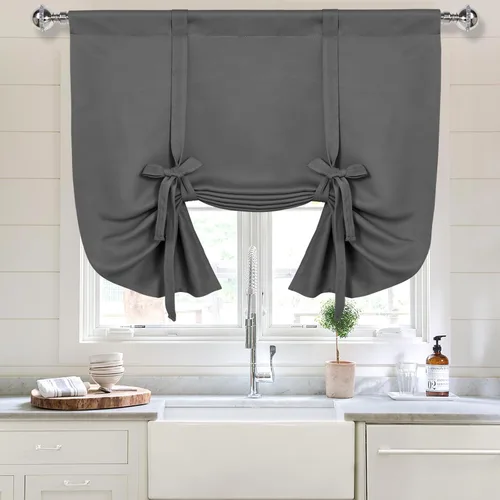 Miniatura 62 de DWCN Cortinas Opacas - Persiana Enrollable con Lazos para Ventana, Aislamiento Térmico, Oscurecimiento de Habitación, Cortinas con Bolsillo