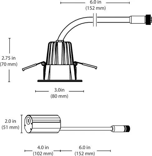 Miniatura 10 de NICOR Lighting - Foco empotrable LED cuadrado de 2 pulgadas con deflector en blanco, 2700K (DQD211202KWHBF)