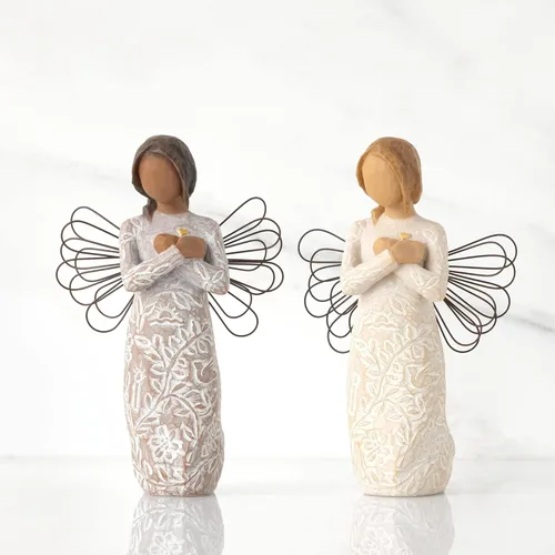 Miniatura 5 de Willow Tree Remembrance (Piel más oscura) Ángel, Recuerdos, Mantenga cada uno con seguridad en su corazón, Tallado con símbolos para recordarnos a
