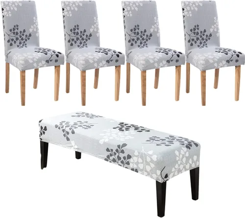 Miniatura 18 de HAOYONG Funda para Silla de Comedor con Estampado, Funda Desmontable Lavable para Silla Parsons, Protector de Asiento Desmontable para Comedor, 15
