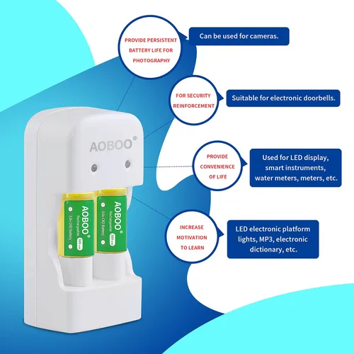 Miniatura 4 de 2 unids CR15H270 3V CR2 300Mah batería recargable con cargador USB, para cámara fotográfica freno de disco