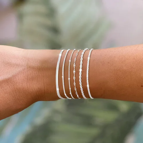 Miniatura 4 de Pulseras de oro para mujer, pulsera de oro de 14 quilates y plata para mujer, pulseras delicadas para mujer, a la moda, impermeables, juego