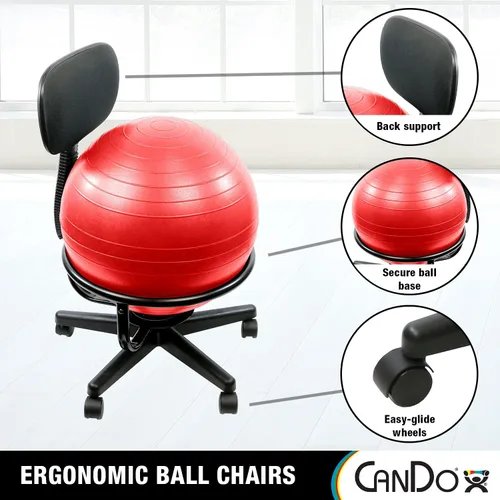 Miniatura 4 de CanDo Silla de bola de metal – Silla de bola de ejercicio ergonómica inflable con bomba de aire para el hogar, la oficina y el aula Rojo