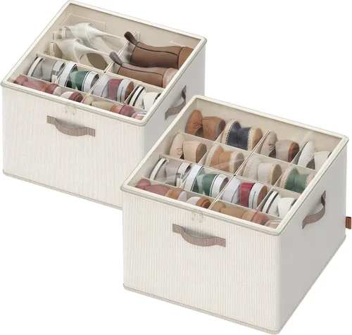Miniatura 13 de SONGMICS Organizador de zapatos para armario, caja organizadora de zapatos de tela con divisores ajustables, compartimentos de almacenamiento
