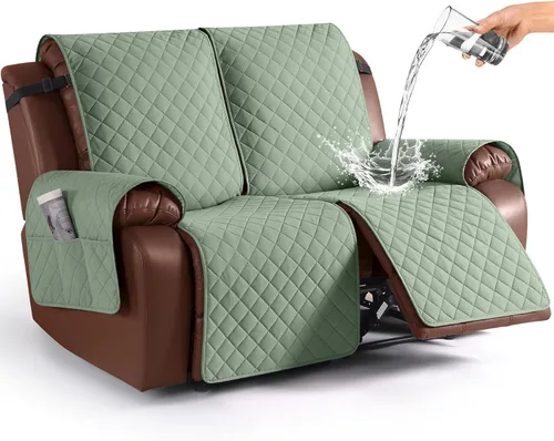 Miniatura 48 de KinCam Funda impermeable para sofá biplaza reclinable, fundas antideslizantes para sofá reclinable de 2 asientos, funda de sofá reclinable