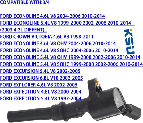 Miniatura 3 de KSU Bobina de encendido DG508 compatible con Ford 4.6L 5.4L V8 CROWN VICTORIA EXPEDITION F-150 F-250 MUSTANG LINCOLN MERCURY EXPLORER (juego de 8)