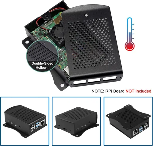 Miniatura 2 de Caja de metal para Raspberry Pi 3 para RPi 3, carcasa protectora de aluminio, carcasa montada en la pared con doble ventilador de refrigeración