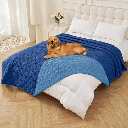 Miniatura 97 de Smiry Funda impermeable para cama de mascota, suave y lavable, para muebles, cama, sofá, reversible, a cuadros (30 x 53 pulgadas, color beige/beige)