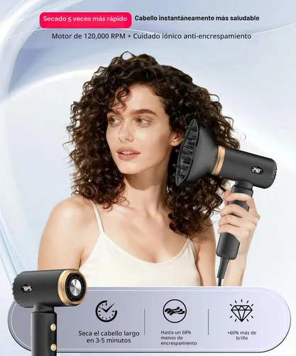 Miniatura 3 de Secador de pelo de viaje, mini secador iónico de doble voltaje para secado rápido, secador de pelo compacto y ligero con difusor magnético