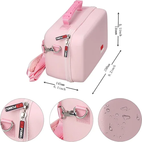 Miniatura 6 de FBLFOBELI Estuche de almacenamiento de viaje EVA para Canon EOS Rebel T7 / T8i / T5 / R50 / R100 Cámara DSLR con lente de 18-55mm, Bolsa de Rosa