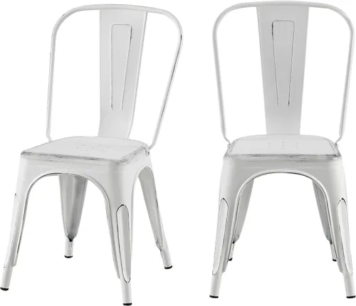 Miniatura 35 de Juego de 8 sillas de comedor de metal, sillas apilables estilo tolix con respaldo, diseñadas para el comedor diario, en interiores, cocina y comedor