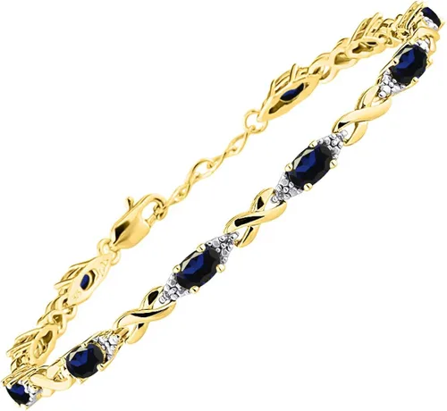 RYLOS Bracelets for Women Yellow Gold Plated Silver XO Hugs & Kisses Tennis Bracelet Gemstone & Genuine Diamonds Adjustable to Fit 7"-8" Wrist, 10