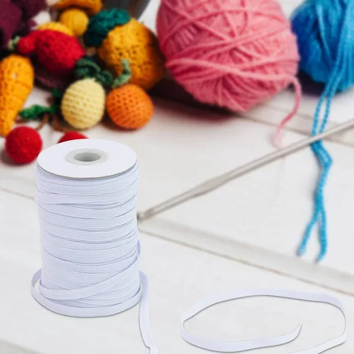 Miniatura 6 de Banda elástica plana para costura, 1/4 de pulgada, 50 yardas de alta elasticidad, cuerda elástica blanca, carrete elástico de punto para coser Blanco