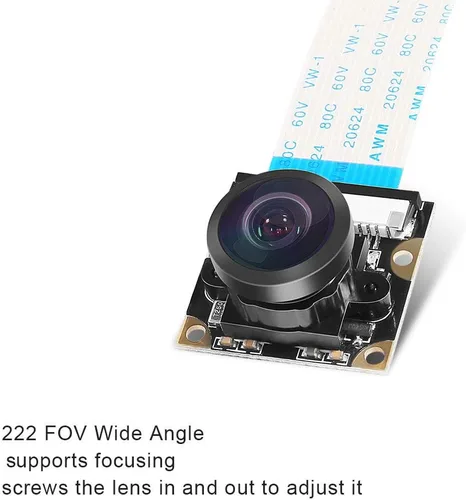 Miniatura 3 de DORHEA Cámara Raspberry Pi 4 B - 222 FoV Fisheye Cámara Web Gran Angular Con Visión Nocturna, 5 Megapíxeles 1080p OV5647 Módulo de Video para Pi