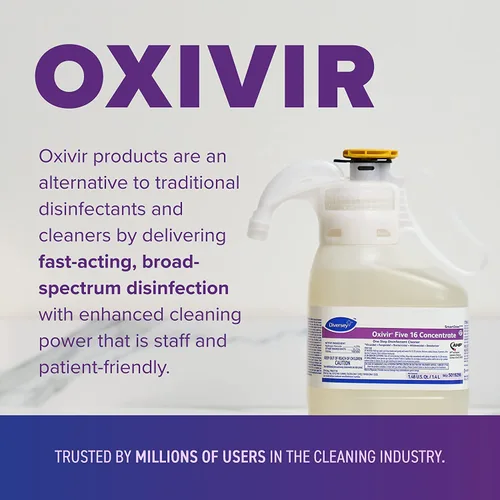 Miniatura 8 de Oxivir Diversey 5019296 Five 16 Limpiador líquido desinfectante de fuerza hospitalaria de un solo paso, peróxido de hidrógeno acelerado, concentrado
