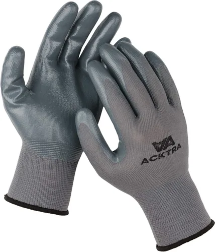 Miniatura 5 de ACKTRA Guantes de trabajo de seguridad con revestimiento de nitrilo, 12 pares, WG003 gris/gris, XS