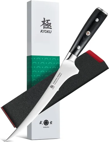 Miniatura 12 de KYOKU Serie Samurai - Cuchillo de carnicero de 7" - Espiga completa - Cuchillos de cocina de acero de alto carbono estilo japonés - Mango