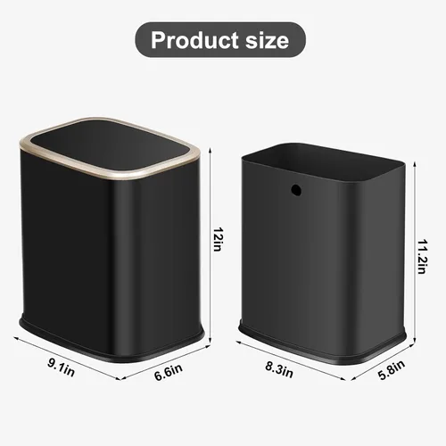 Miniatura 5 de Cubo de basura pequeño de 2 galones para oficina y baño con tapa oscilante, cubo de basura para sala de estar, dormitorio, cubo interior, cubo