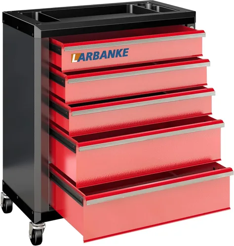 Miniatura 18 de Caja de herramientas de 4 cajones con cerradura y llaves, caja de herramientas portátil con encimera multifuncional, con forro de cajón y orificios
