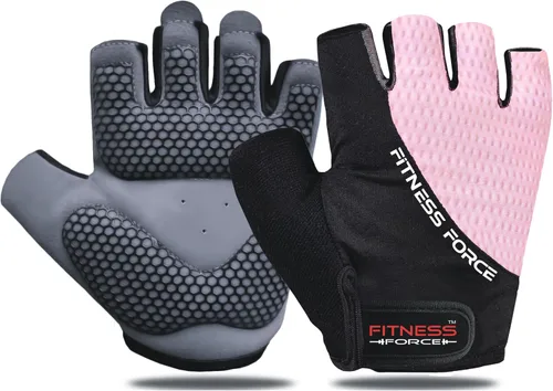 Miniatura 10 de FITNESS FORCE Guantes de entrenamiento transpirables para hombres y mujeres, guantes acolchados para levantamiento de pesas con protección completa
