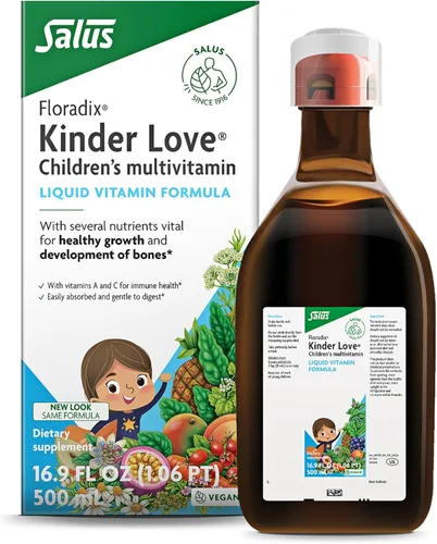 Miniatura 8 de Floradix Kinder Love - Multivitamínico para niños, suplemento de hierbas, multivitamínico líquido para niños, vitaminas A, C, D y E, calcio y más