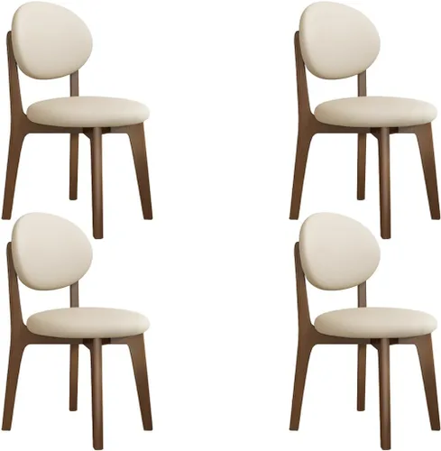 Miniatura 80 de YVYKFZD Juego de sillas de comedor, sillas de cocina de madera maciza, silla de comedor de granja con respaldo curvo, silla tapizada de cuero