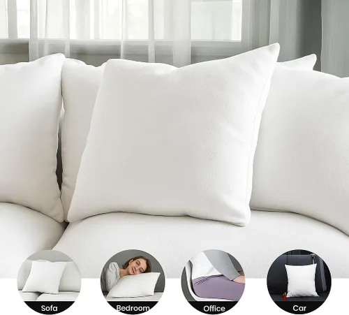 Miniatura 4 de Foamily Juego de 4 rellenos de almohada 100% algodón, 12 x 12 pulgadas, rellenos de almohada para almohadas decorativas para sofá y cama, relleno