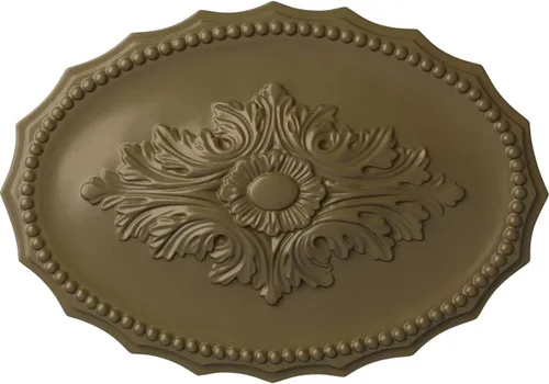 Miniatura 63 de Ekena Millwork CM16OX Medallón de techo Oxford, 16 7/8" W x 11 3/4" H x 1 1/2" P, imprimado en fábrica Imprimación de fábrica.