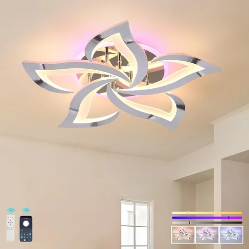 Miniatura 21 de Lámpara de techo moderna de montaje empotrado, regulable, 4 anillos, lámpara de cocina para sala de estar, dormitorio, lavandería, 3000-6000 K