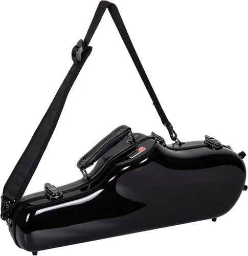 Miniatura 10 de Crossrock Pro-Grade - Estuche curvo para saxofón soprano Negro brillante, cerradura TSA, protección de élite, correas de mochila desmontables
