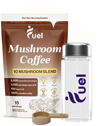 Miniatura 9 de Fuel Nutrition Café instantáneo orgánico con colágeno y hongos, café instantáneo orgánico bajo en cafeína, 15 porciones