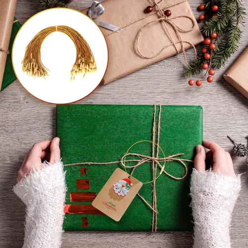 Miniatura 5 de 200 cuerdas para colgar adornos de Navidad, cuerda metálica de oropel a presión para árbol de Navidad, ganchos de cinta para festivales de fiesta