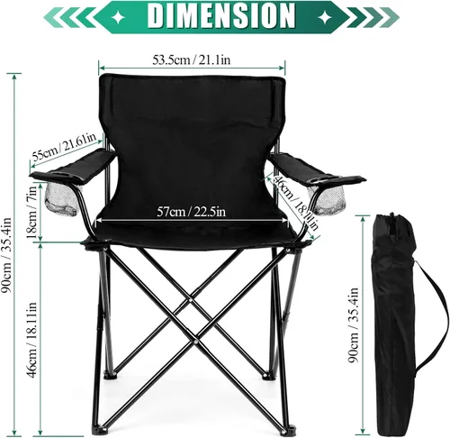 Miniatura 2 de HaSteeL Silla de Camping, Silla Plegable Extra Grande para Adultos, Silla de Campamento Plegable con Portavasos, Portátil para Pesca al Aire Libre