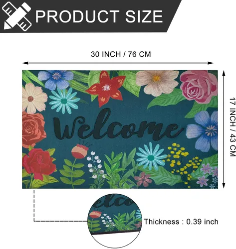 Miniatura 3 de CHICHIC Tapete de Bienvenida para Puerta de 17 x 30 Pulgadas, Tapete para Puerta Delantera al Aire Libre para Entrada del Hogar, Tapete Exterior