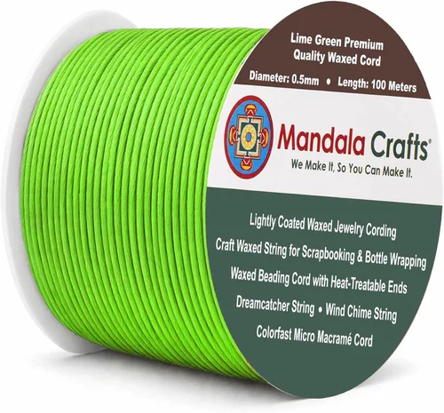 Miniatura 204 de Cuerda Mandala Crafts 0.03 pulgadas 109 yardas para hacer joyería, artesanía, macramé, cuerda de algodón encerado Negro