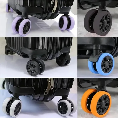 Miniatura 3 de 8 fundas protectoras para rueda de equipaje, fundas protectoras de silicona para maleta, fundas de equipaje de viaje, sin ruido, fundas para ruedas