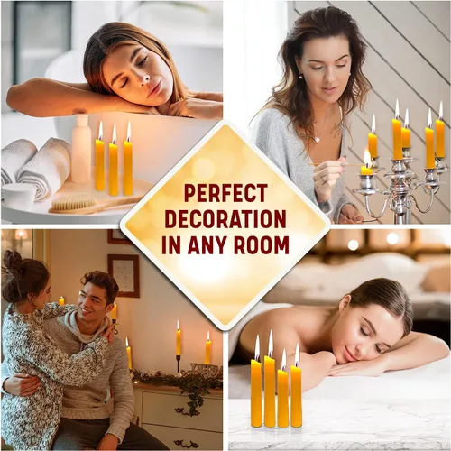 Miniatura 3 de Velas cónicas de cera de abejas, hechas a mano, de 12 pulgadas, hechas de cera de abejas de grado cosmético pura natural triple filtrada con una