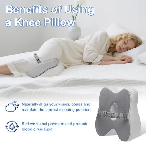 Miniatura 6 de Almohada de espuma viscoelástica para piernas para personas que duermen de lado, almohada para aliviar el dolor de ciática con diseño ergonómico