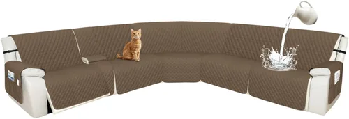 Miniatura 48 de Arfntevss Fundas de sofá modular reclinable, 100% impermeable, en forma de L, para sillón reclinable en forma de L, funda seccional lavable