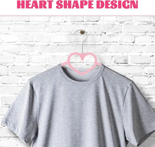 Miniatura 5 de Perchas prácticas de plástico ABS, paquete de 10 perchas antideslizantes con color y patrón de corazón, adecuadas para abrigos, camisas, vestidos