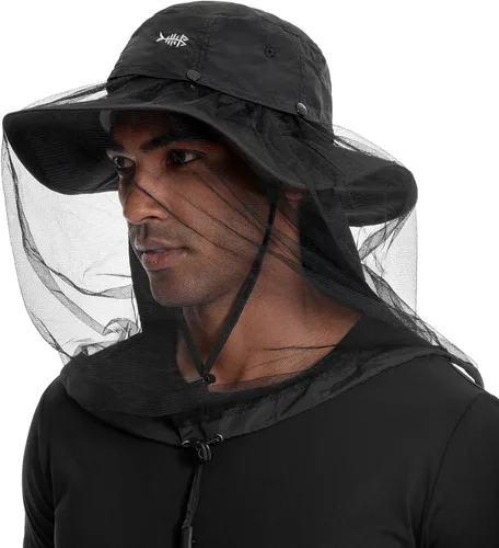 Miniatura 20 de BASSDASH Sombrero de mosquito UPF 50+ con red oculta para la cabeza y solapa para el cuello, para hombres y mujeres, pesca al aire libre
