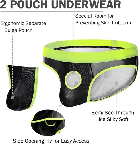 Miniatura 2 de ZONBAILON Calzoncillos para hombre de doble bolsa de seda de hielo transparente ultrafina que absorbe el sudor