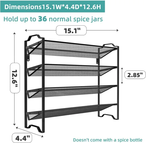 Miniatura 7 de Simple Trending Paquete de 2 organizadores de especias de 4 niveles, estantes apilables para encimera de cocina, para gabinete, encimera, despensa
