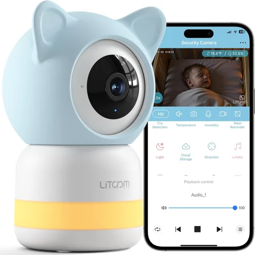 litokam Cámara de seguridad 2K 4MP para interiores, monitor de bebé WiFi 5G/2.4G con cámara y audio, cámara para mascotas, detección de