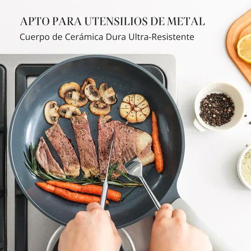 Miniatura 3 de PRICUSIS - Sartén antiadherente de cerámica, sartenes de 8/10/12 pulgadas sin tóxicos, sartenes para huevos y tortillas y para el chef, compatible