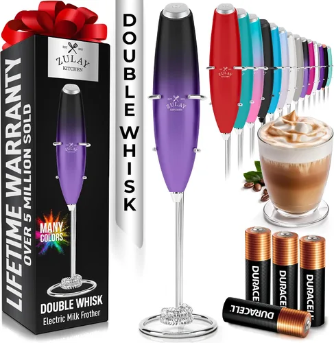 Miniatura 33 de Zulay Kitchen Espumador de leche de mano con pilas Duracell AA – Mezclador eléctrico ultrarrápido y creador de espuma, mezclador de bebidas fácil