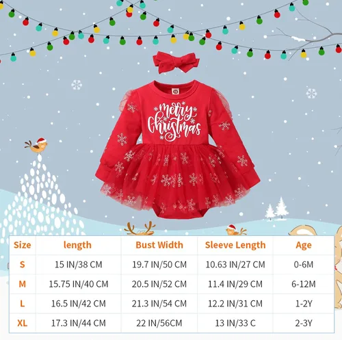 Miniatura 2 de Traje de Navidad para bebé, lindo traje de escalada con diadema, vestido rojo de una pieza para niñas de 0 a 3 años